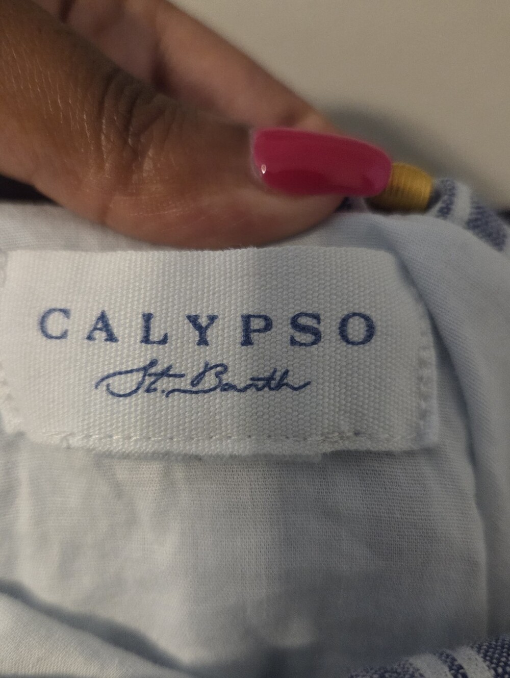 Calypso St Barth Women's Linen Blend Blue Stripe Beaded Maxi Dress Pockets XXS - Picture 8 of 10
